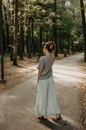 Isabella wide linen pants in Sage Green from AmourLinen