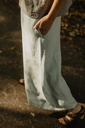 Isabella wide linen pants in Sage Green from AmourLinen