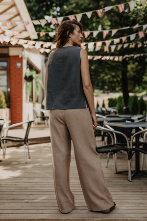 Oulu long linen pants in Rosy Brown from AmourLinen