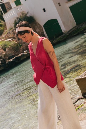 Lydia classic wide linen pants in White from AmourLinen