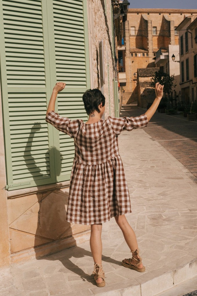 Daphne linen dress | Green Gingham | size L from AmourLinen