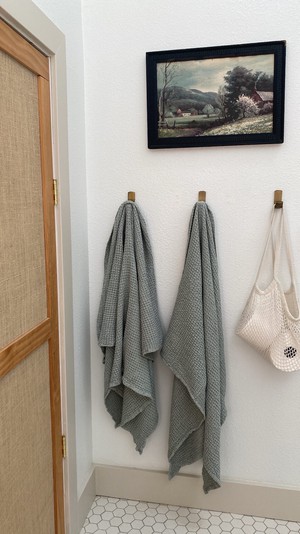 Linen waffle towel set in Sage Green (3 pcs) from AmourLinen