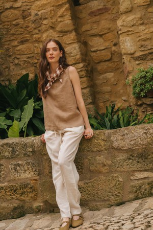 Malmo straight linen pants in White from AmourLinen