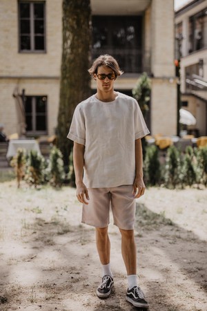 Atlas oversized linen top in Cream from AmourLinen
