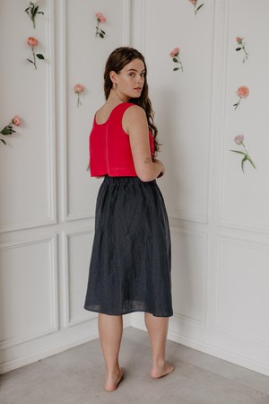 Daisy linen skirt with buttons in Charcoal from AmourLinen