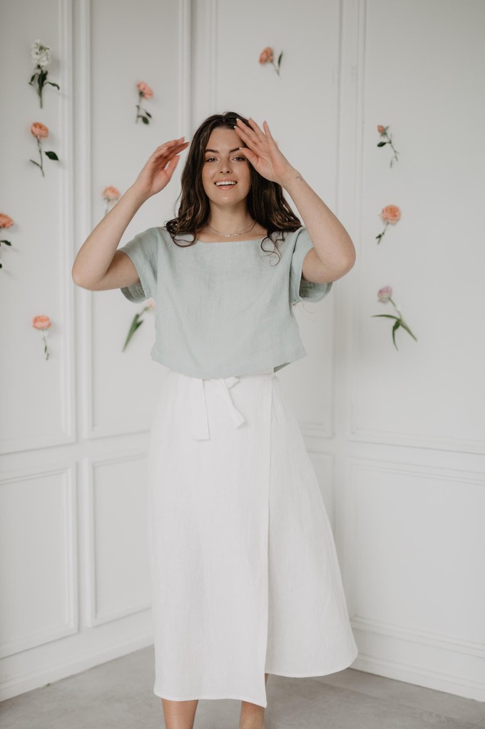 Lisa linen crop top in Sage Green from AmourLinen