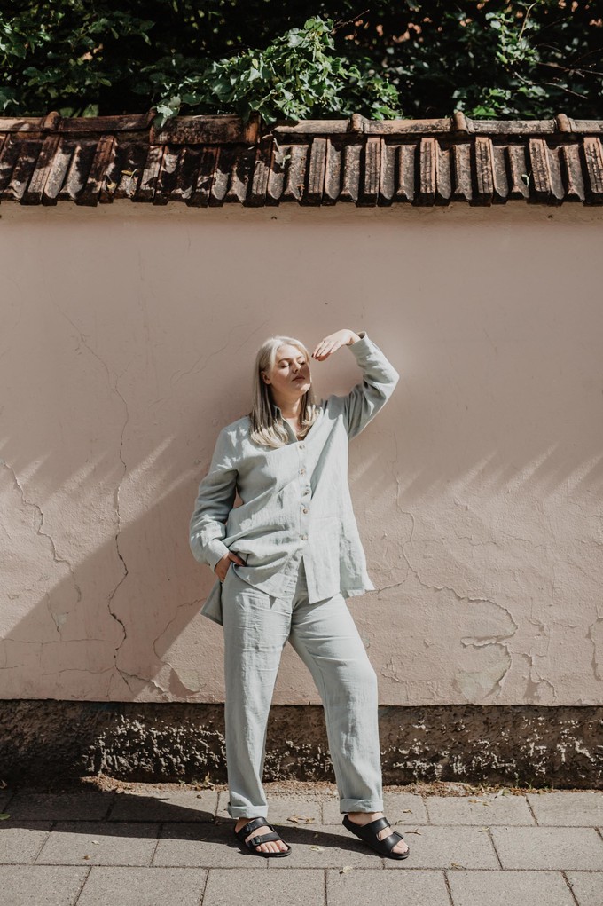 Sahara linen set for women in Sage Green from AmourLinen