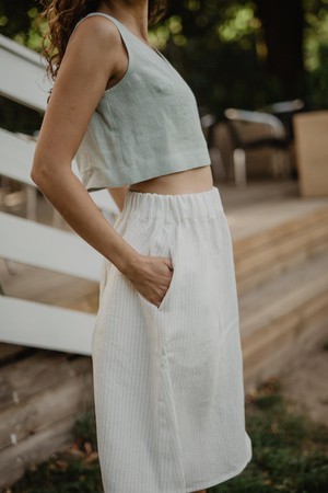 Linen skirt with buttons DAISY M White | sale from AmourLinen
