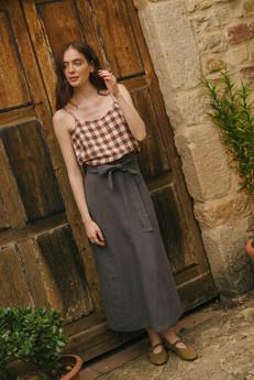 Iris linen wrap skirt in Charcoal via AmourLinen
