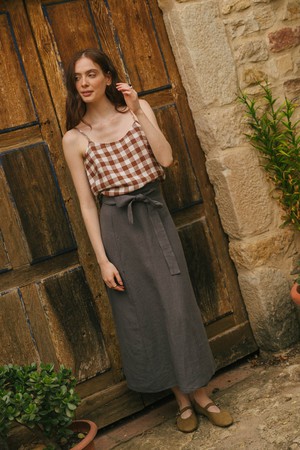 Iris linen wrap skirt in Charcoal from AmourLinen