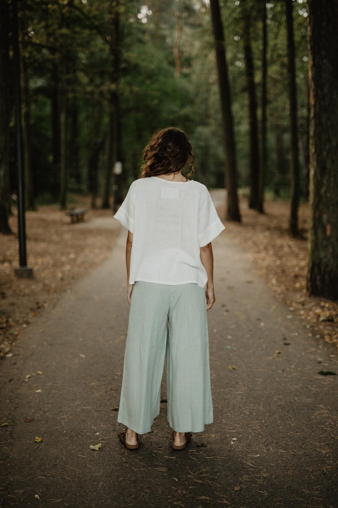 Isabella wide linen pants in Sage Green from AmourLinen