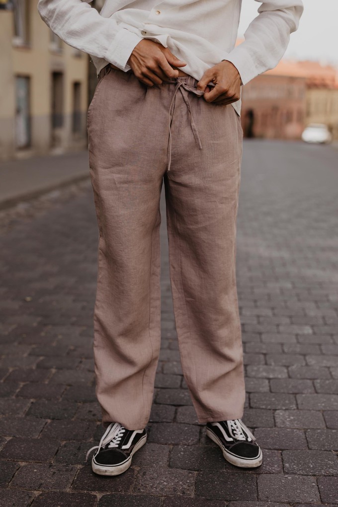 Adonis classic linen pants in Rosy Brown from AmourLinen