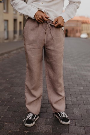 Adonis classic linen pants in Rosy Brown from AmourLinen