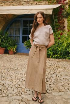 Iris linen wrap skirt in Rosy Brown via AmourLinen