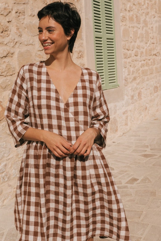 Daphne linen dress | Green Gingham | size L from AmourLinen