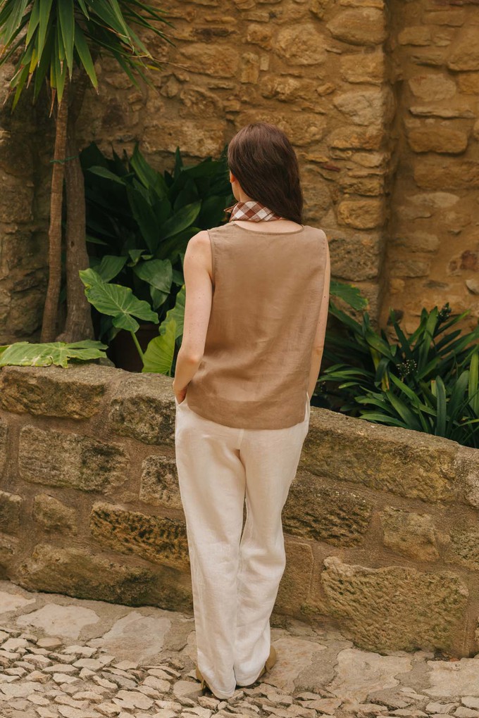 Malmo straight linen pants in White from AmourLinen