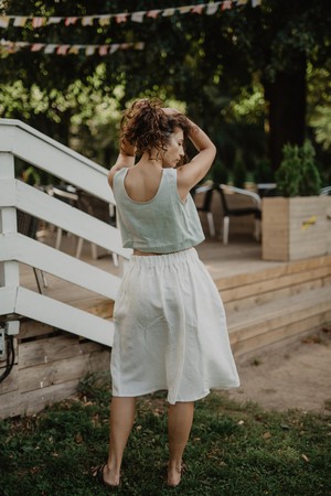 Linen skirt with buttons DAISY M White | sale from AmourLinen