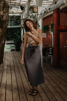 Iris linen wrap skirt in Charcoal via AmourLinen