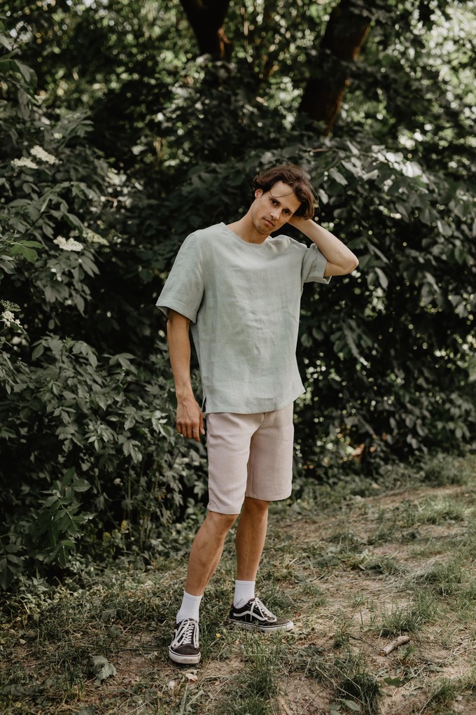 Atlas oversized linen top in Sage Green from AmourLinen