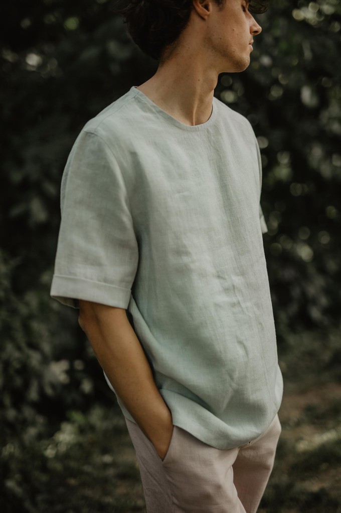 Atlas oversized linen top in Sage Green from AmourLinen