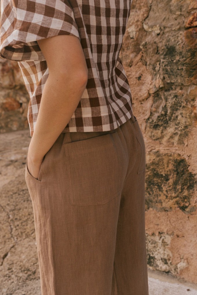 Barbora straight linen pants in Rosy Brown from AmourLinen