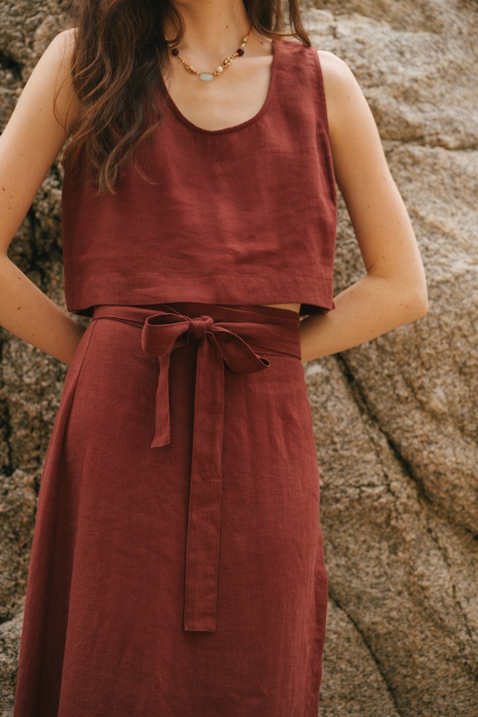 Iris linen wrap skirt in Terracotta from AmourLinen