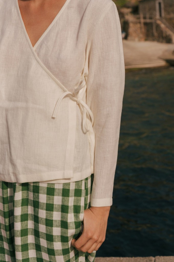 Adele linen wrap top in White from AmourLinen