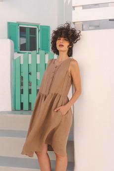 Hazel linen sleeveless summer dress in Rosy Brown via AmourLinen