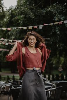 Kyiv oversized linen jacket in Terracotta via AmourLinen