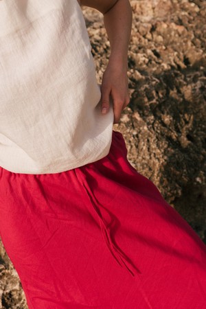 Ciara linen slip skirt in Viva Magenta from AmourLinen