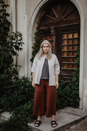 Kyiv oversized linen jacket in Cream from AmourLinen