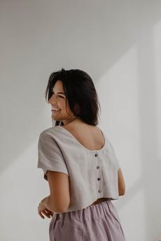 Lisa linen crop top in Cream via AmourLinen