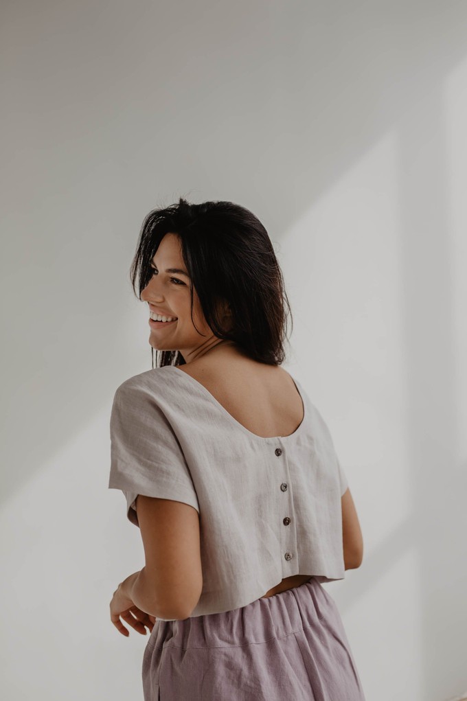 Lisa linen crop top in Cream from AmourLinen