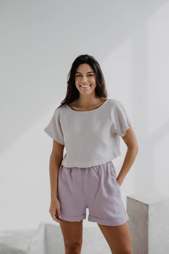 Lisa linen crop top in Cream from AmourLinen
