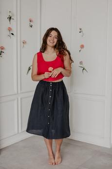Daisy linen skirt with buttons in Charcoal via AmourLinen