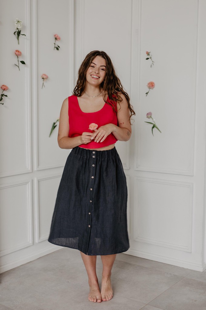 Daisy linen skirt with buttons in Charcoal from AmourLinen