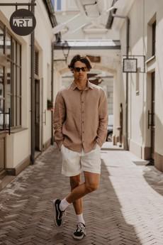 Hector classic linen shirt in Rosy Brown via AmourLinen
