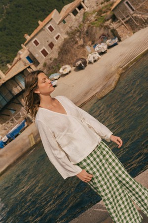 Adele linen wrap top in White from AmourLinen