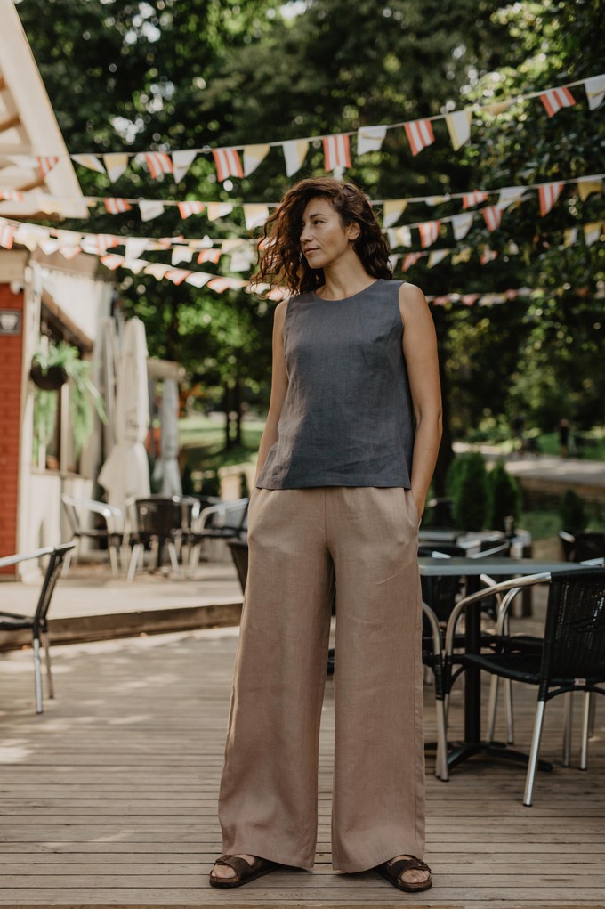 Oulu long linen pants in Rosy Brown from AmourLinen