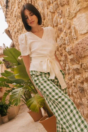 Elisa linen wrap top in White from AmourLinen