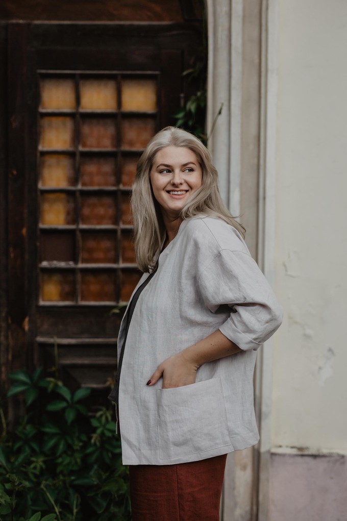 Kyiv oversized linen jacket in Cream from AmourLinen