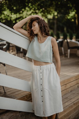 Linen skirt with buttons DAISY M White | sale from AmourLinen
