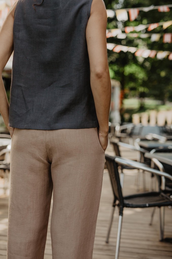 Oulu long linen pants in Rosy Brown from AmourLinen