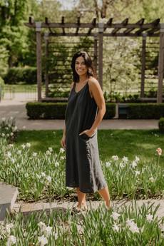 Jakarta long linen dress in Charcoal via AmourLinen