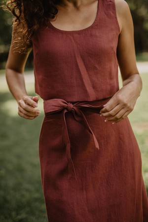 Pippa sleeveless linen crop top in Terracotta from AmourLinen