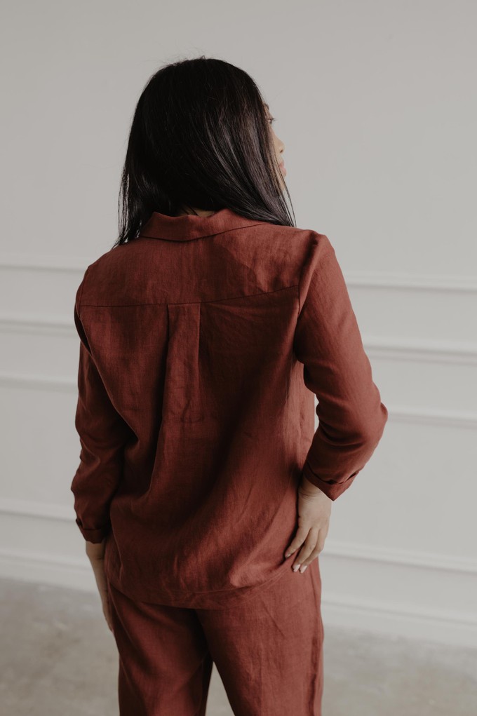 Nightly long sleeve pajama set in Terracotta from AmourLinen