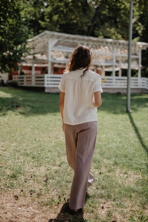 Oulu long linen pants in Rosy Brown from AmourLinen