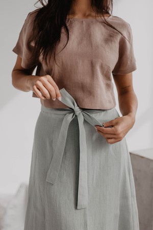 Iris linen wrap skirt in Sage Green from AmourLinen