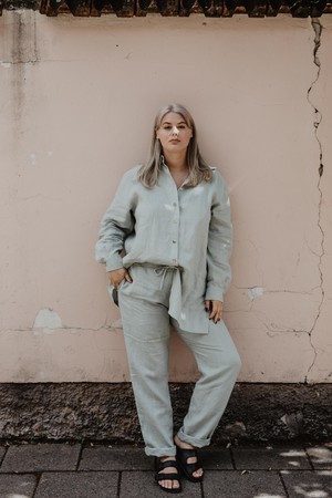 Sahara linen set for women in Sage Green from AmourLinen