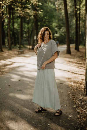Isabella wide linen pants in Sage Green from AmourLinen